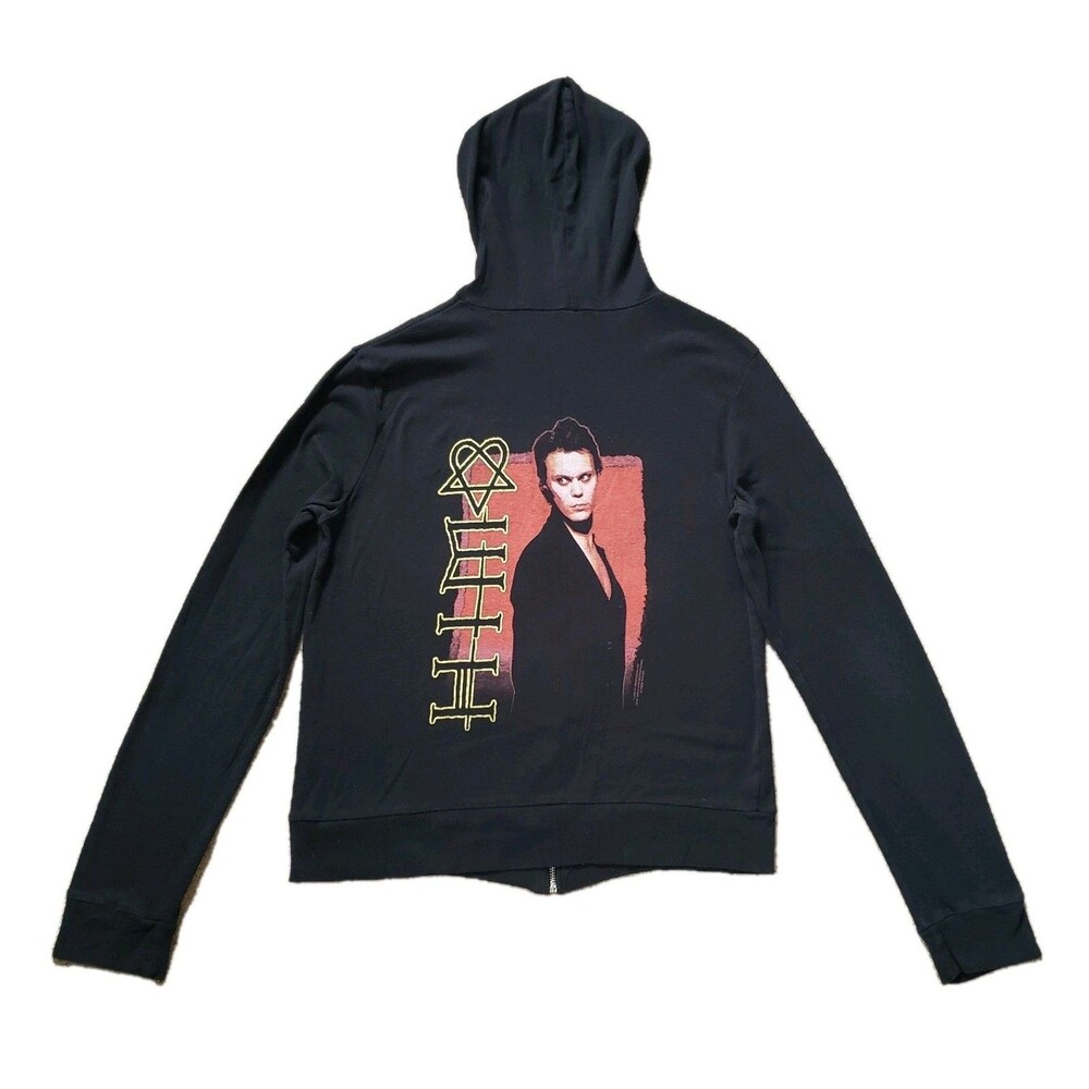 Vintage Y2K HIM Ville Valo Dark Light Sz XS Unisex Black Full Zip Hoodie Bam